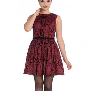 Hell Bunny Sherwood Mini day velvet detail rockabilly pinup tea dress